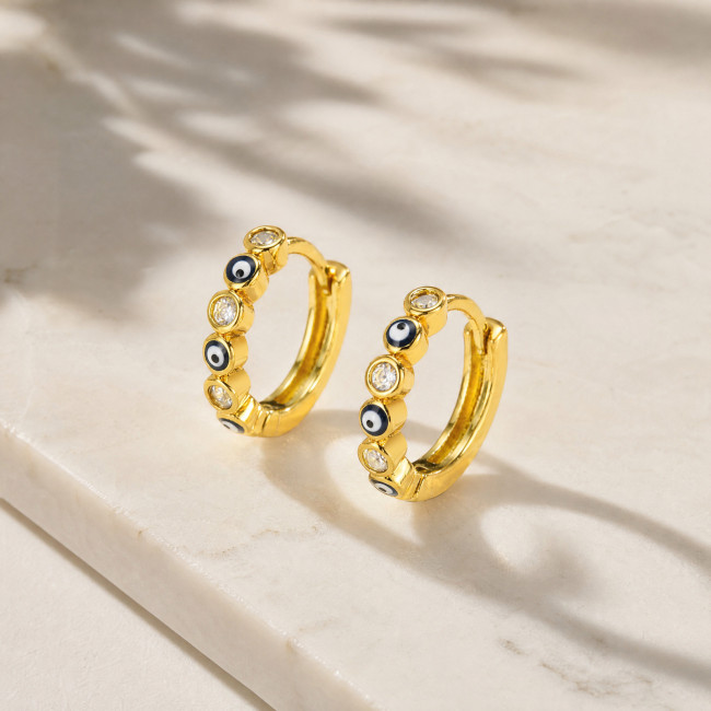 Wholesale Brass Eye Hoop Earrings with CZ