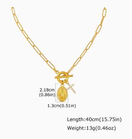 Wholesale Stainless Steel Virgin Mary CZ Cross Bracelet