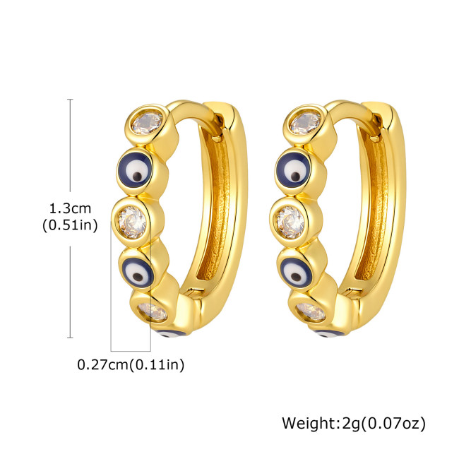 Wholesale Brass Eye Hoop Earrings with CZ
