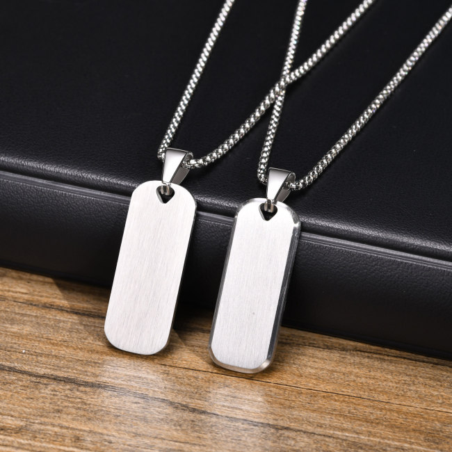 Wholesale Stainless Steel Brushed Dog Tag Box Chain Necklace