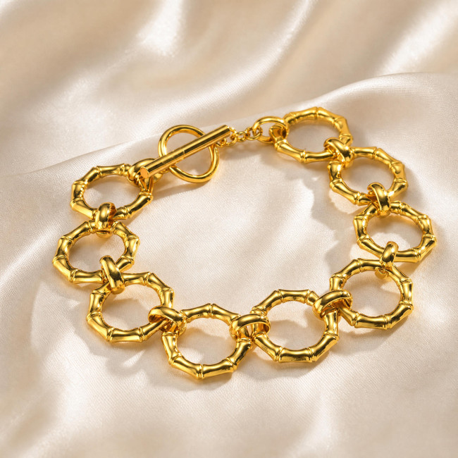 Wholesale Stainless Steel Bamboo Link Toggle Bracelet