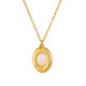 Wholesale Stainless Steel Opal and CZ Oval Pendant Necklace