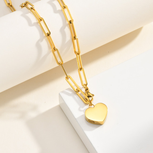 Wholesale Stainless Steel Heart Urn Necklace with PVD Gold Plating