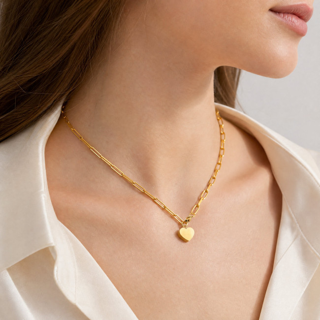 Wholesale Stainless Steel Heart Urn Necklace with PVD Gold Plating