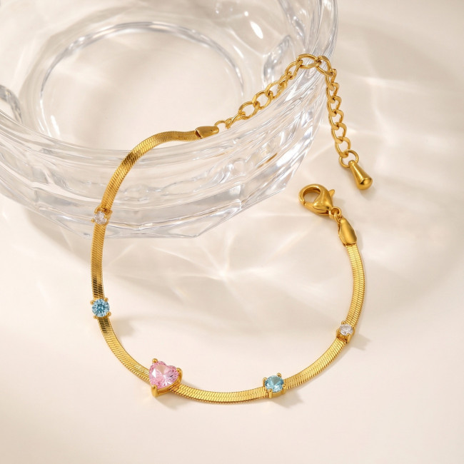 Wholesale Stainless Steel CZ Inlay Snake Necklace
