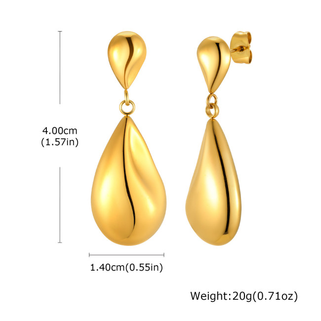 Wholesale Stainless Steel Teardrop Earrings – Turquoise and Plain Gold Styles