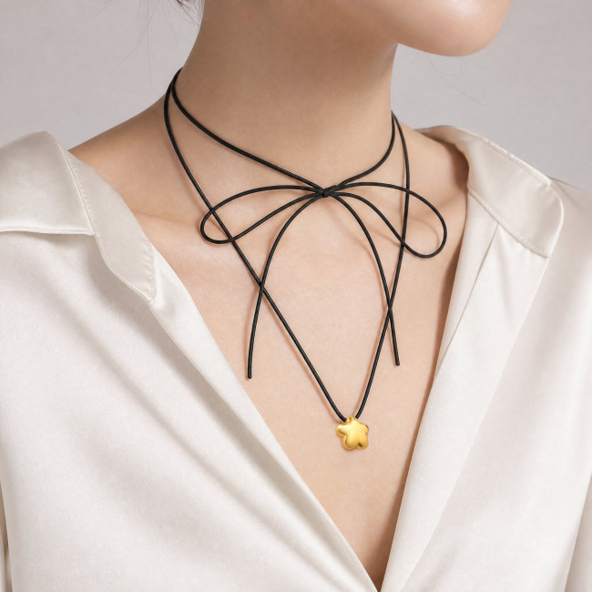 Wholesale Stainless Steel Heart, Flower and Teardrop Cord Necklaces