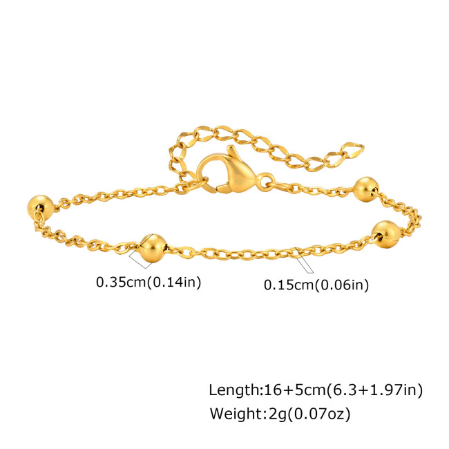 Wholesale Stainless Steel Gold Bead Chain Bracelet