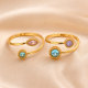 Wholesale Stainless Steel Dual Birthstone Open Ring
