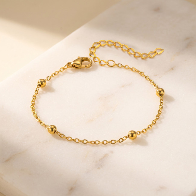 Wholesale Stainless Steel Gold Bead Chain Bracelet