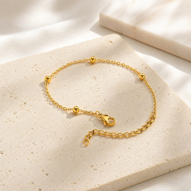 Wholesale Stainless Steel Gold Bead Chain Bracelet