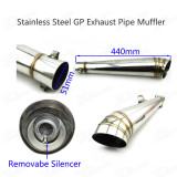 51mm Stainless Steel GP Exhaust Pipe Muffler Street Sport Motorcycle Scooter Moped