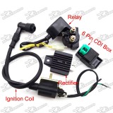 Ignition Coil + 5 Pin AC CDI Box + Regulator Rectifier + Relay For 50cc 70cc 90cc 110cc Lifan Loncin Taotao Roketa Chinese ATV Quad 4 Wheeler
