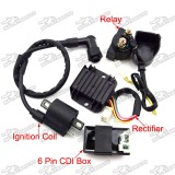 Racing Ignition Coil + 6 Pin AC CDI Box + Regulator Rectifier + Relay For 150cc 200cc 250cc Chinese ATV Quad 4 Wheeler Taotao Roketa Sunl Kazuma