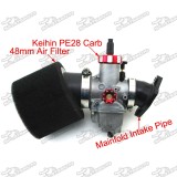 28mm Racing Carburetor Keinhin PE28 Carb + Manifold Intake Pipe + 48mm Air Filter For 200cc 250cc Engine Pit Dirt Cross Motor Bike Motorcycle