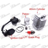 L7T Spark Plug + Ignition Coil + 40mm Cylinder Head + 10mm Piston Pin For 2 Stroke 47cc Engine Mini Kids ATV Pocket Dirt Bike Go Kart