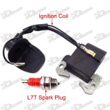 Red L7T Spark Plug + Ignition Coil For Chinese 47cc 49cc 2 Stroke Engine Kids Mini Dirt ATV Quad Pocket Bike Minimoto