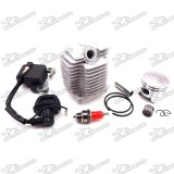 L7T Spark Plug + Ignition Coil + 44mm Cylinder Head + 12mm Piston Pin For 2 Stroke 49cc Engine Mini Quad ATV Pocket Dirt Bike Go Kart
