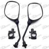 Rearview Side Mirror + 8mm Bracket Holder Clamp For ATV Quad Pit Dirt Motor Bike Motorcycle Moped Scooter