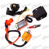 Racing Ignition Coil + AC 6 Pin CDI Box + D8TC Spark Plug + Regulator Rectifier + Solenoid Relay For 150cc 200cc 250cc Engine Chinese ATV Quad Motorcycle