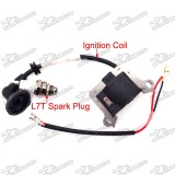 Ignition Coil + 3 Electrode L7T Spark Plug For 33cc 43cc 49cc 2 Stroke Engine Gas Scooter Super Mini Moto Pocket Bike Go Kart