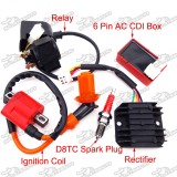 Ignition Coil + 6 Pin AC CDI Box + D8TC Spark Plug + Solenoid Relay + Regulator Rectifier For 150cc 200cc 250cc Engine Chinese ATV Quad 4 Wheeler