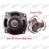 25H 6 Tooth Drum Gear Box + Clutch Pad No Keyway For 2 Stroke 47cc 49cc Chinese Kids ATV Quad 4 Wheeler Pocket Dirt Bike 