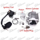 3 Electrode L7T Spark Plug + Ignition Coil + 40mm Cylinder + 10mm Piston Pin For 2 Stroke 47cc Engine Mini Quad ATV Pocket Dirt Bike