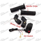 7/8'' 22mm Throttle Handle Grip + Kill Stop Switch + Brake Lever For 2 Stroke 47cc 49cc Minimoto Pocket Bike Mini Dirt Chooper