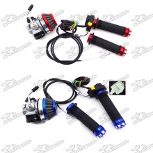Racing Carburetor + 59mm Air Filter + Throttle Hand Grips + Cable + Kill Stop Switch For 2 Stroke 50cc 60cc 66cc 80cc Motorized Bicycle Push Bike