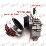 44mm Air Filter + Carburetor Carb + Stack For 2 Stroke Engine Mini Moto Kids Go Kart ATV Quad 4 Wheeler 47cc 49cc