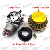 Gold 44mm Air Filter + Black Stack + Carburetor For 2 Stroke 47cc 49cc Engine Mini Moto Kids Go Kart ATV Quad 4 Wheeler