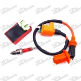 Racing Ignition Coil + 6 Pin AC CDI Box + A7TC Spark Plug For Chinese GY6 Moped Scooter 50cc 125cc 150cc