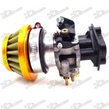 15mm Carburetor Carb + 44mm Air Filter + Alloy Stack + Manifold For 2 Stroke 33cc 43cc 49cc Engine Goped EVO Gas Scooter