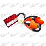 6 Pins Wires AC CDI Box + Racing Ignition Coil For Chinese GY6 50cc 125cc 150cc ATV Quad Go Kart Moped Scooter 