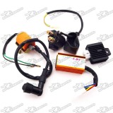 Racing 5 Pin AC CDI Box + Ignition Coil + 4 Pin Voltage Regulator Rectifier + Starter Solenoid Relay For 50cc 70cc 90cc 110cc Engine Chinese ATV Quad 4 Wheeler