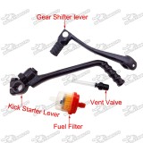 16mm Kick Starter Lever + Folding 11mm Gear Shifter Lever + Fuel Tank Cap Vent Breather + Fuel Filter For 140cc 150cc 160cc Engine Chinese Pit Dirt Bike Lifan YX CRF50 CRF70 SSR TTR