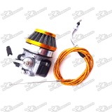 Gold Racing 19mm Carburetor + 58mm Air Filter + Gas Throttle Cable For 49cc 50cc 60cc 66cc 80cc 2 Stroke Engine Motorized Bicycle Push Bike