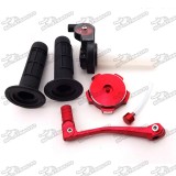 Twist Throttle + Handle Grips + Fuel Tank Cap Cover + Red 11mm Folding Gear Shifter Lever For CRF 50 70 SSR Thumpstar SSR Chinese Pit Dirt Bike