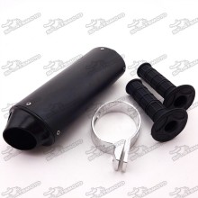 Black Handle Grips + 38mm Aluminum Exhaust Muffler For Chinese CRF50 125cc 140cc 150cc 160cc Thumpstar SSR KLX110 Pit Dirt Bike