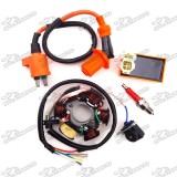 Magneto Stator + Racing Ignition Coil + 6 Pin AC CDI Box + A7TC Spark Plug For Chinese GY6 49cc 50cc Engine Moped Scooter