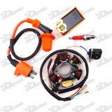 Magneto Stator + Racing Ignition Coil + 6 Pin AC CDI Box + A7TC Spark Plug For Chinese GY6 49cc 50cc Engine Moped Scooter