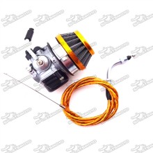 Gold Racing 19mm Carburetor + 58mm Air Filter + Gas Throttle Cable For 49cc 50cc 60cc 66cc 80cc 2 Stroke Engine Motorized Bicycle Push Bike