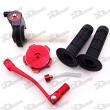 Twist Throttle + Handle Grips + Fuel Tank Cap Cover + Red 11mm Folding Gear Shifter Lever For CRF 50 70 SSR Thumpstar SSR Chinese Pit Dirt Bike