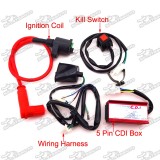 Engine Kill Stop Switch + Racing Ignition Coil + 5 Pin AC CDI Box + Wirings Loom Harness For Chinese Pit Dirt Bike 50cc 90cc 110cc 125cc 150cc 160cc Lifan YX