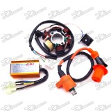 Racing Ignition Coil + Magneto Stator + 6 Pin AC CDI Box For Chinese ATV Go Kart GY6 50cc Engine Moped Scooter 
