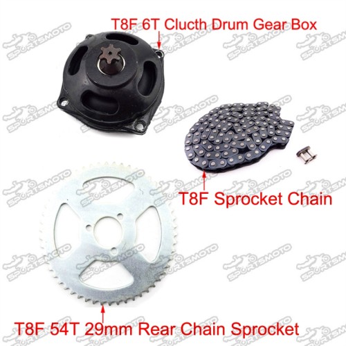 TC-Motor T8F 116 Links Chain T8F 6 Tooth Gear Box 54T Rear Chain Sprocket For 47cc 49cc Mini Pocket Bike Mini Moto