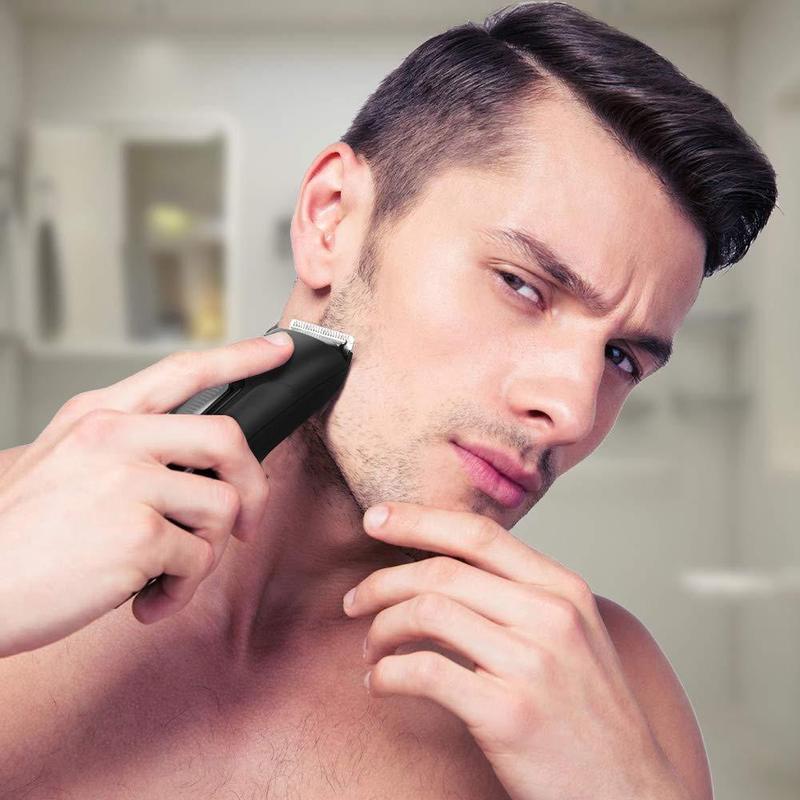 trimming beard with hair clippers