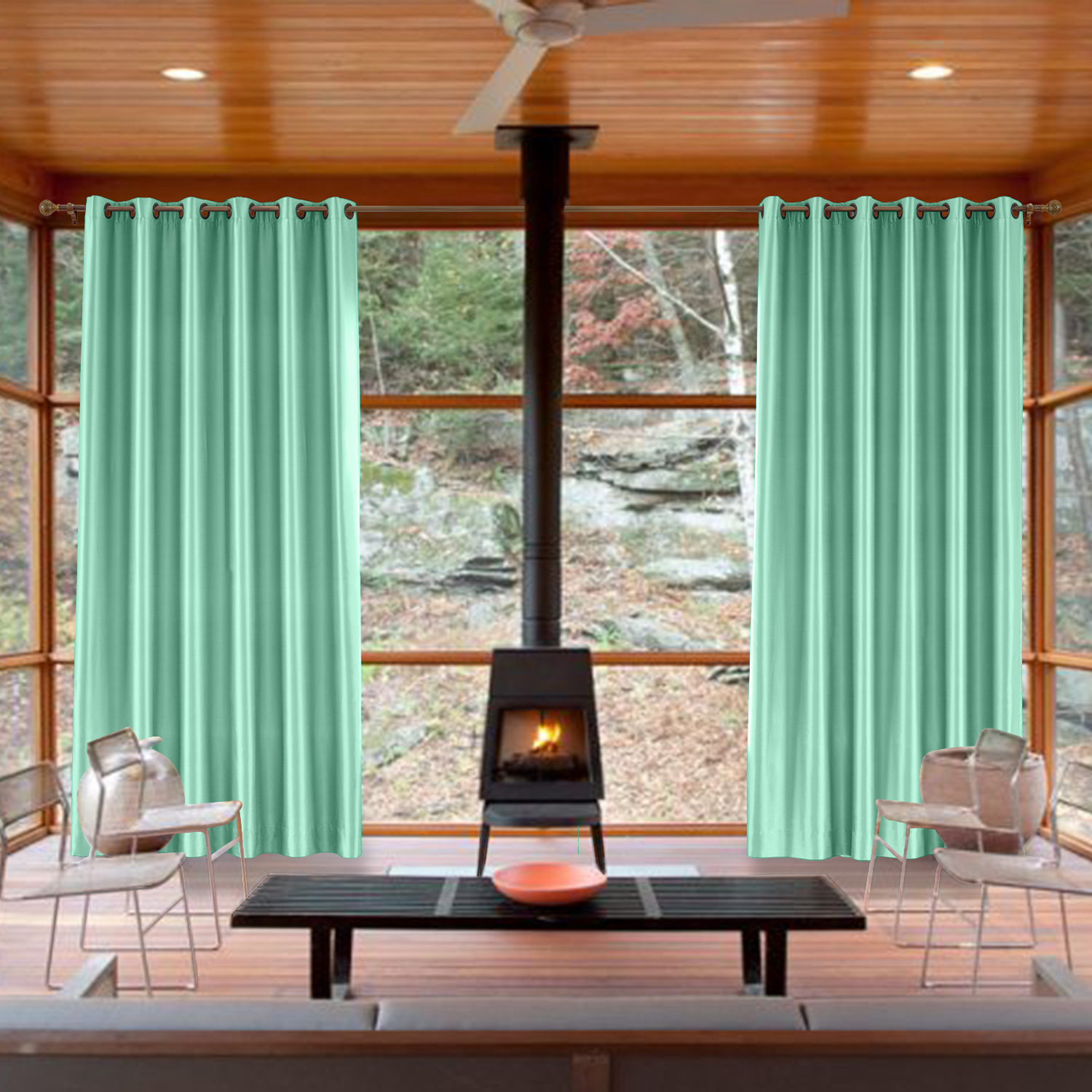 ChadMade Elegant Vintage Polyester Cotton Silk Solid Curtain Burgundy