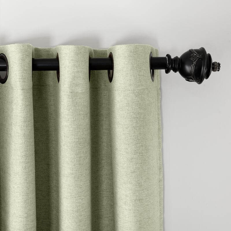 Antique Bronze Grommet Drapes Beige Sand 100 W x 84 L Faux Linen Textured Curtain for Bedroom